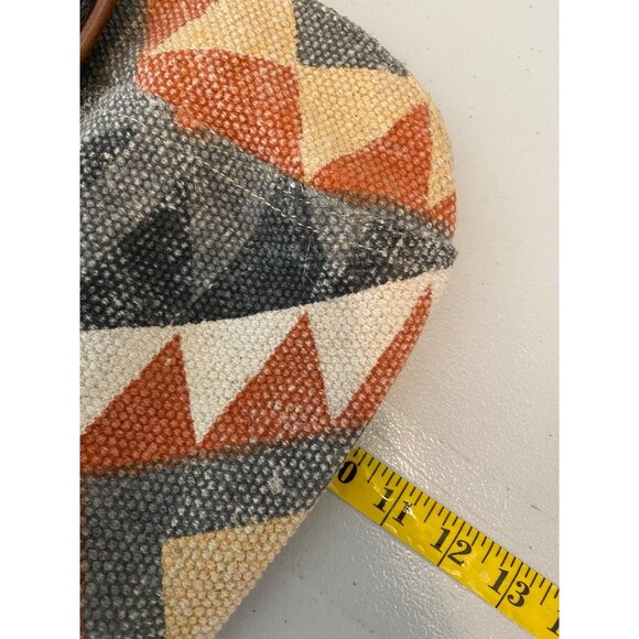 Myra Purse Crossbody Bag Cowhide Flap Boho Geometric Canvas Design - Picture 7 of 10